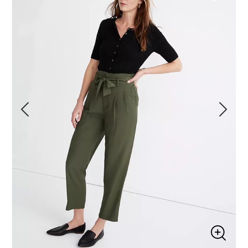 Madewell Drapey Paperbag Pants (green)